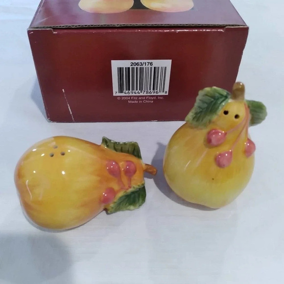 2004 Fitz & Floyd Partridge Pear Tree 12 Days Of Christmas Salt & Pepper Shakers - Picture 2 of 6